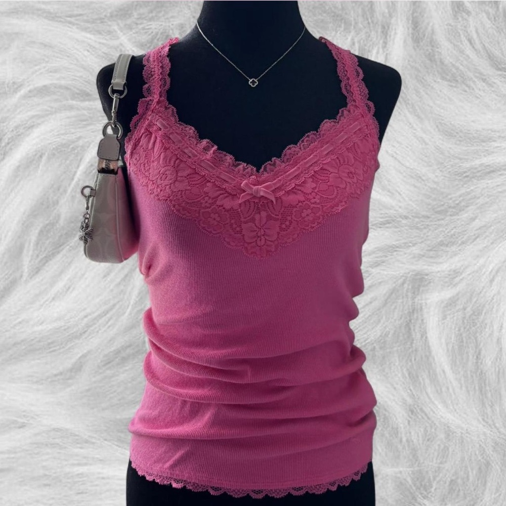 Abercrombie & Fitch Fuchsia Lace Tank Top